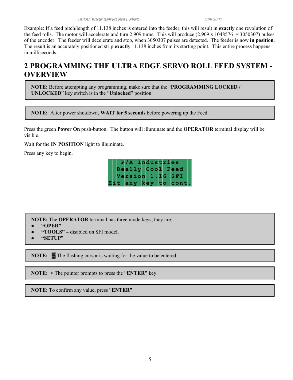 PA Industries Edge Servo Roll Feed with SFI SRF-100/125/200/300/400/500/600 User Manual | Page 5 / 16