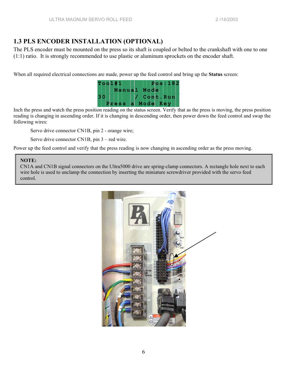 PA Industries Magnum Servo Roll Feed SRF-M12/18/24/32/36/48 - Installation Manual User Manual | Page 6 / 25