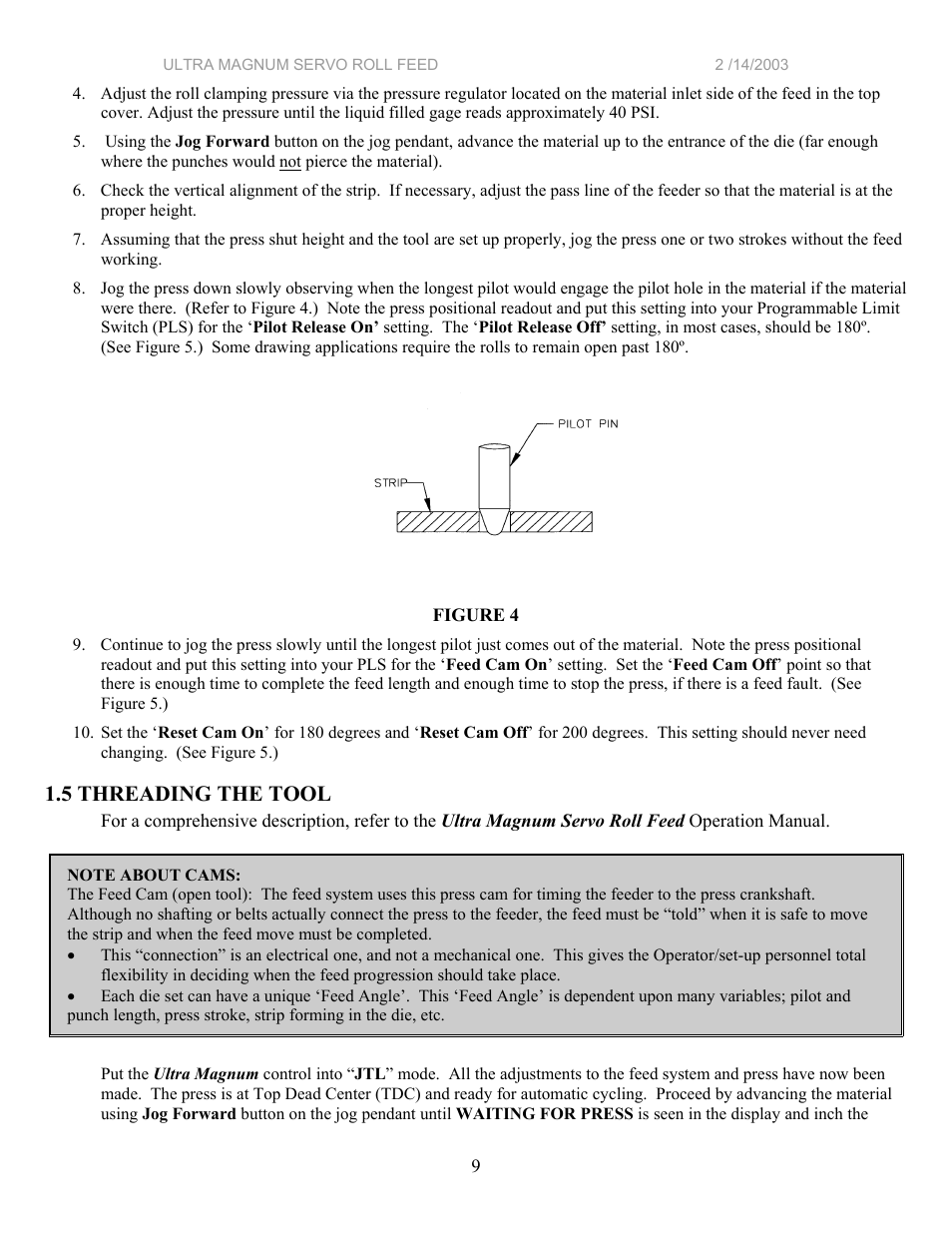 5 threading the tool | PA Industries Magnum Servo Roll Feed SRF-M12/18/24/32/36/48 - Installation Manual User Manual | Page 9 / 25