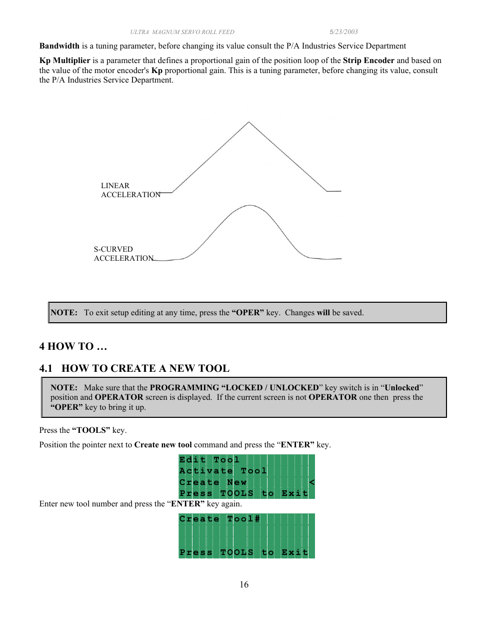 4 how to … 4.1 how to create a new tool | PA Industries Magnum Servo Roll Feed SRF-M12/18/24/32/36/48 - Operation Manual User Manual | Page 16 / 34