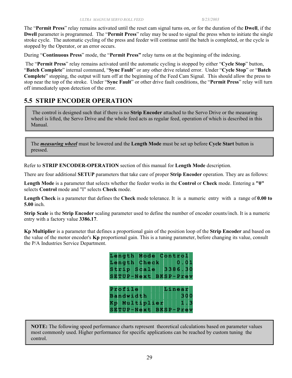 5 strip encoder operation | PA Industries Magnum Servo Roll Feed SRF-M12/18/24/32/36/48 - Operation Manual User Manual | Page 29 / 34