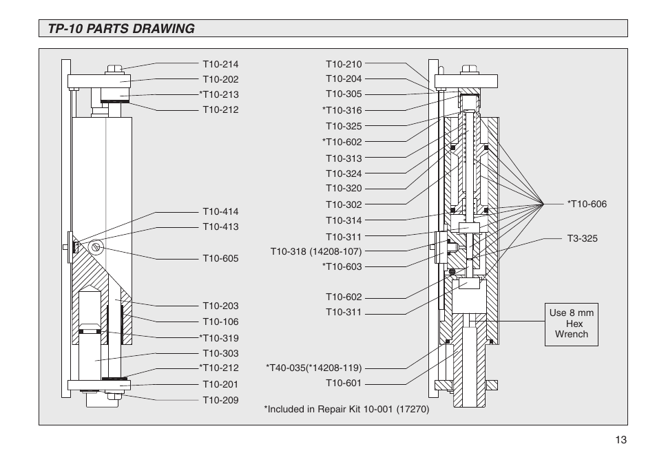 Tp-10 parts drawing | PA Industries Transporter User Manual | Page 13 / 28