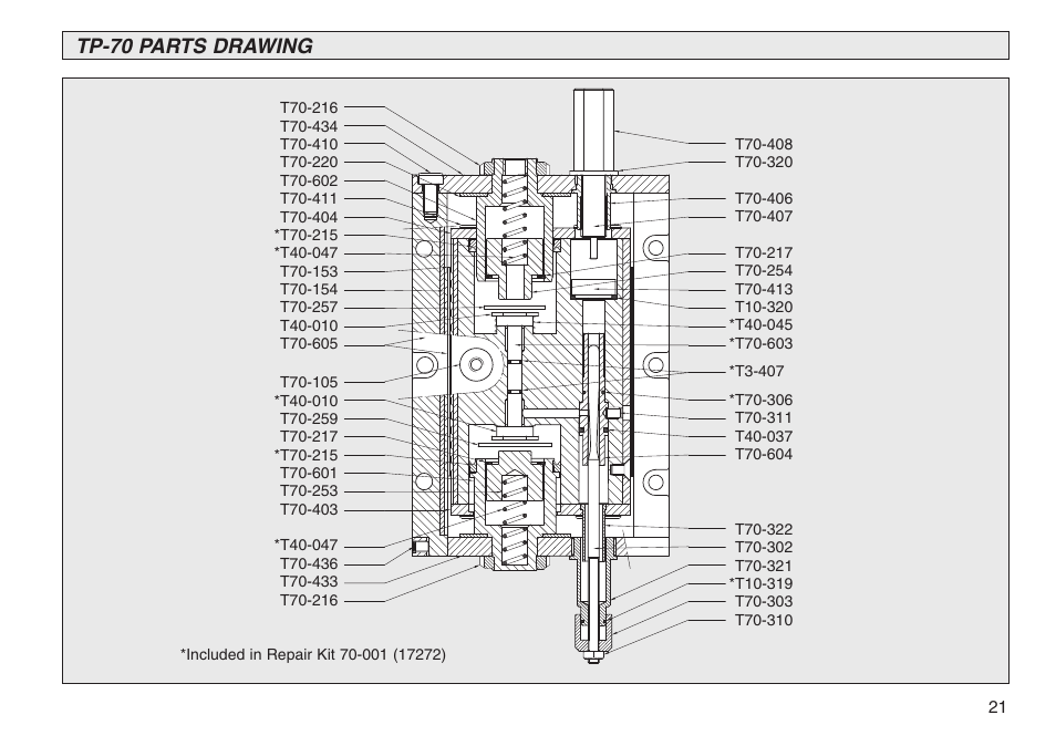 Tp-70 parts drawing | PA Industries Transporter User Manual | Page 21 / 28