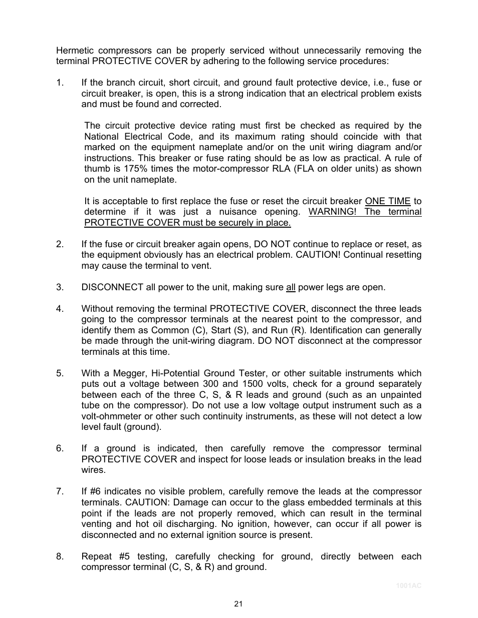 Schreiber Chillers 1001ACsf User Manual | Page 18 / 26