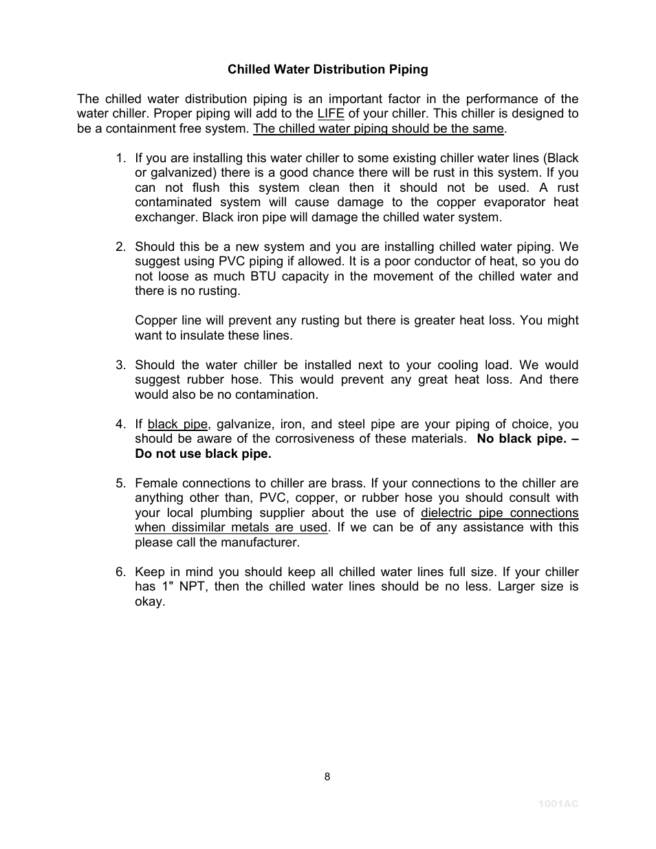 Chilled water distribution piping | Schreiber Chillers 1001ACsf User Manual | Page 5 / 26