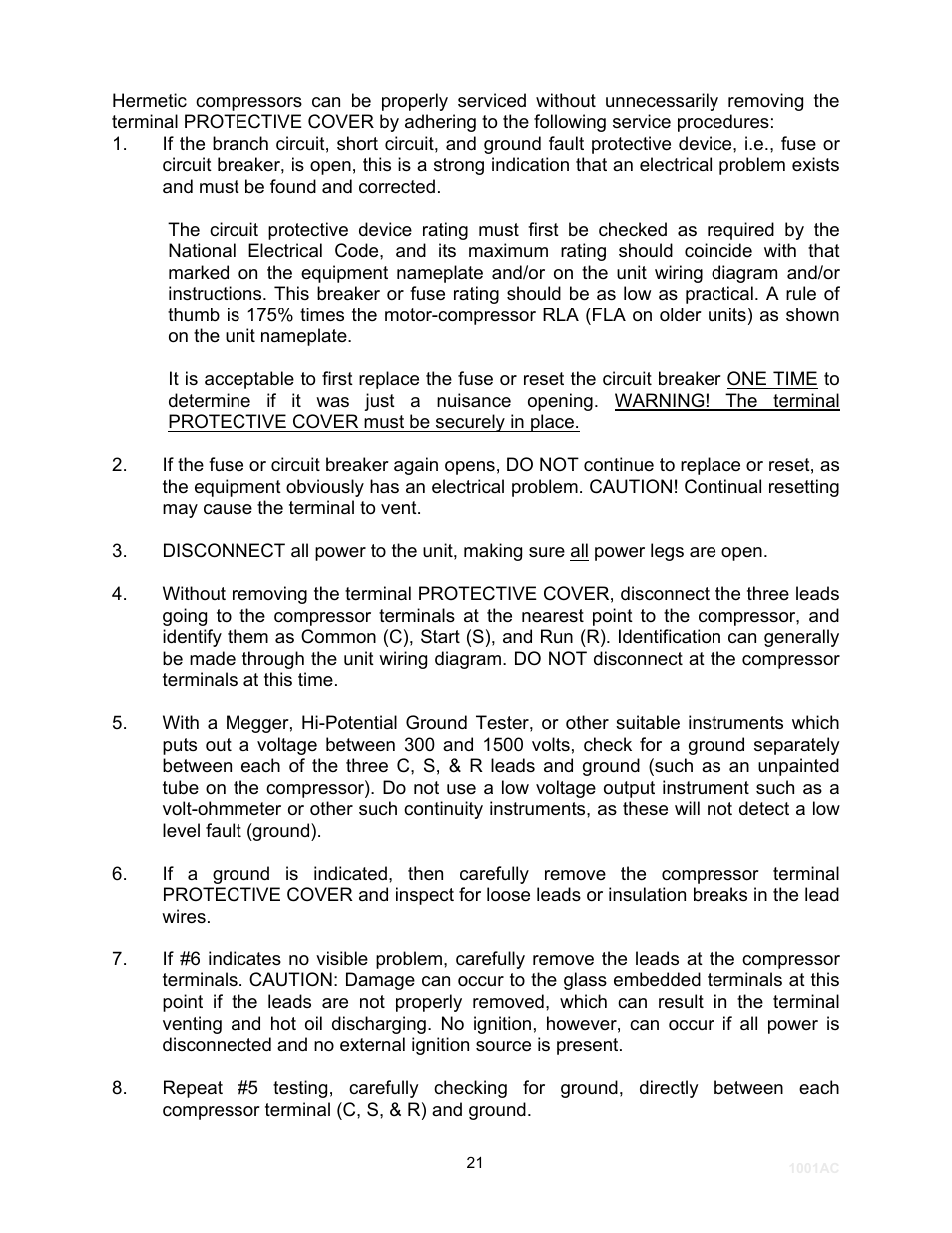 Schreiber Chillers 1250ACsf User Manual | Page 22 / 30