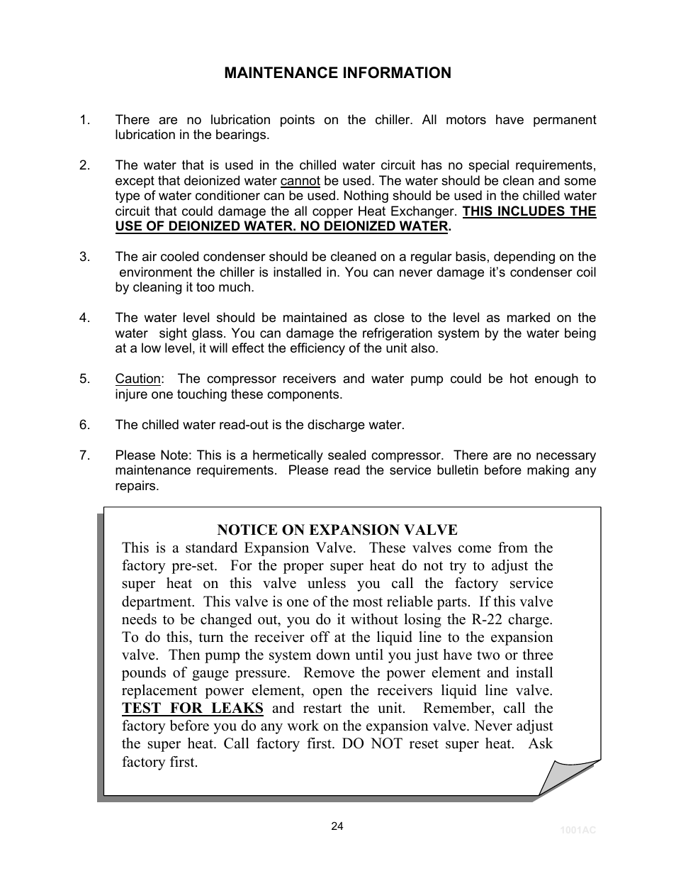 Schreiber Chillers 1250ACsf User Manual | Page 25 / 30
