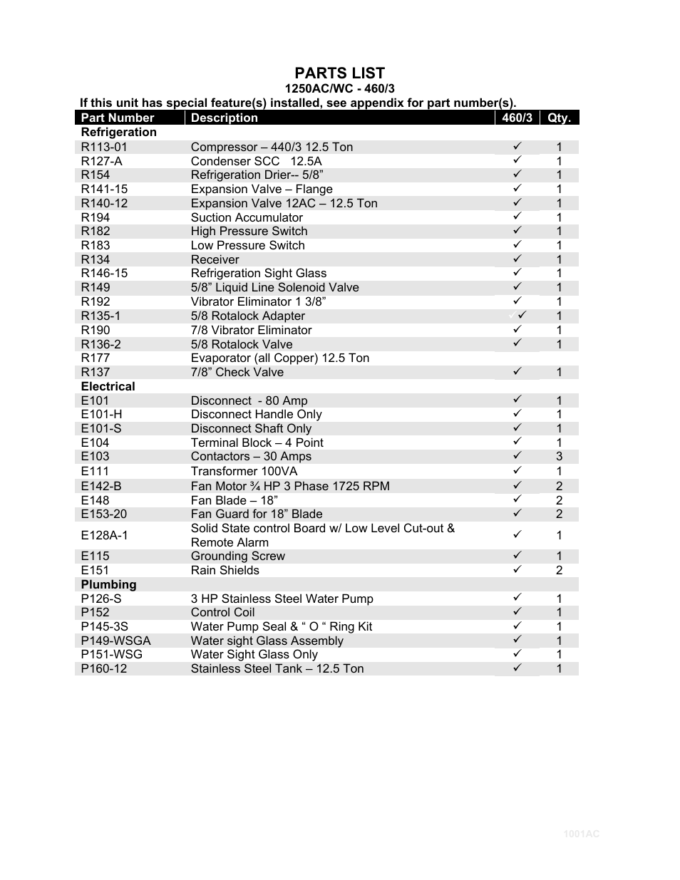 Refrigeration, R192, R135-1 | R190, R136-2, R177, R137, Electrical, E104, E115 | Schreiber Chillers 1250ACsf User Manual | Page 29 / 30