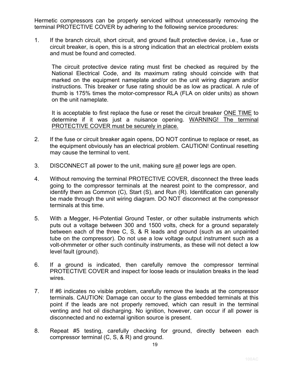 Schreiber Chillers 100ACsf User Manual | Page 21 / 32