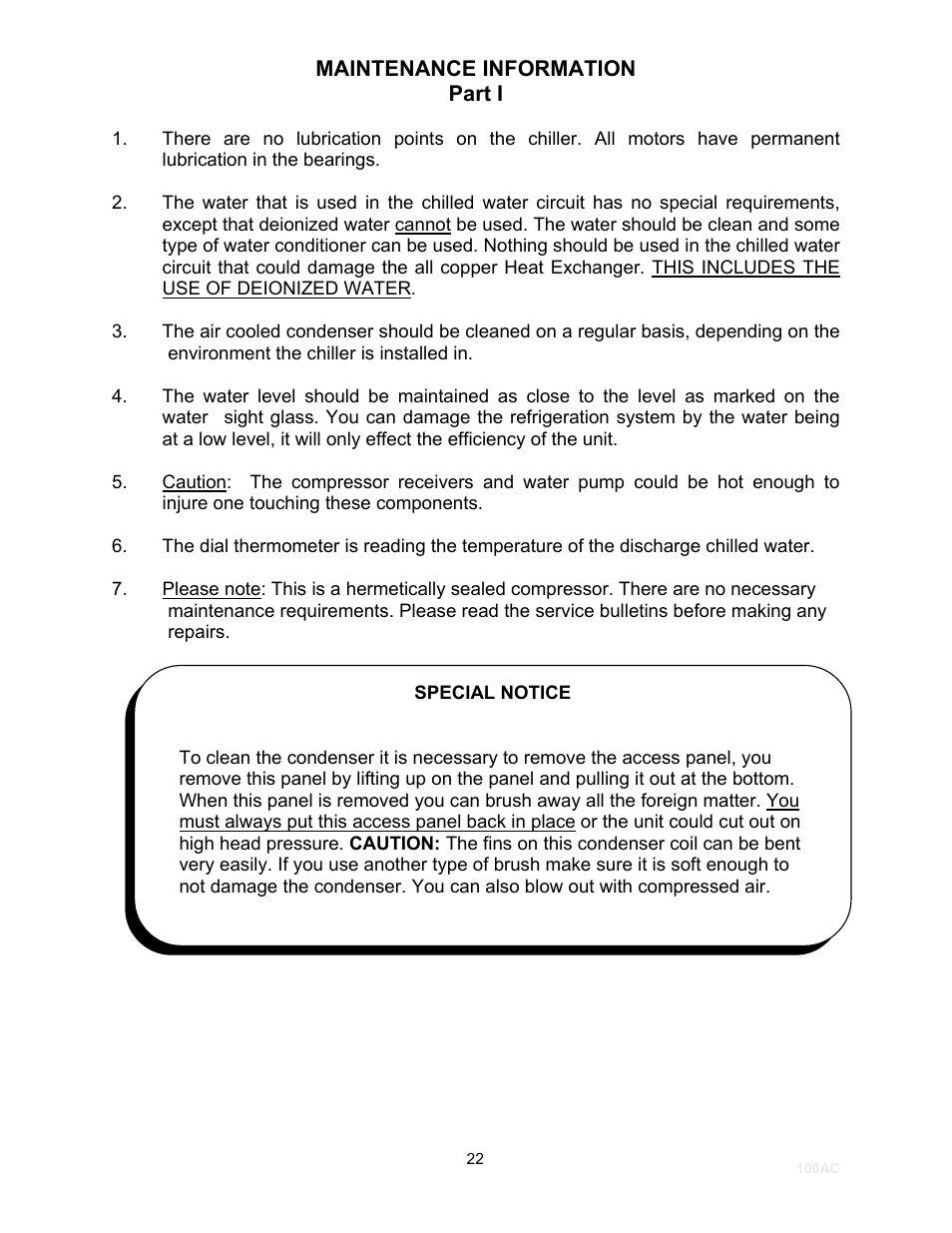 Schreiber Chillers 100ACsf User Manual | Page 24 / 32