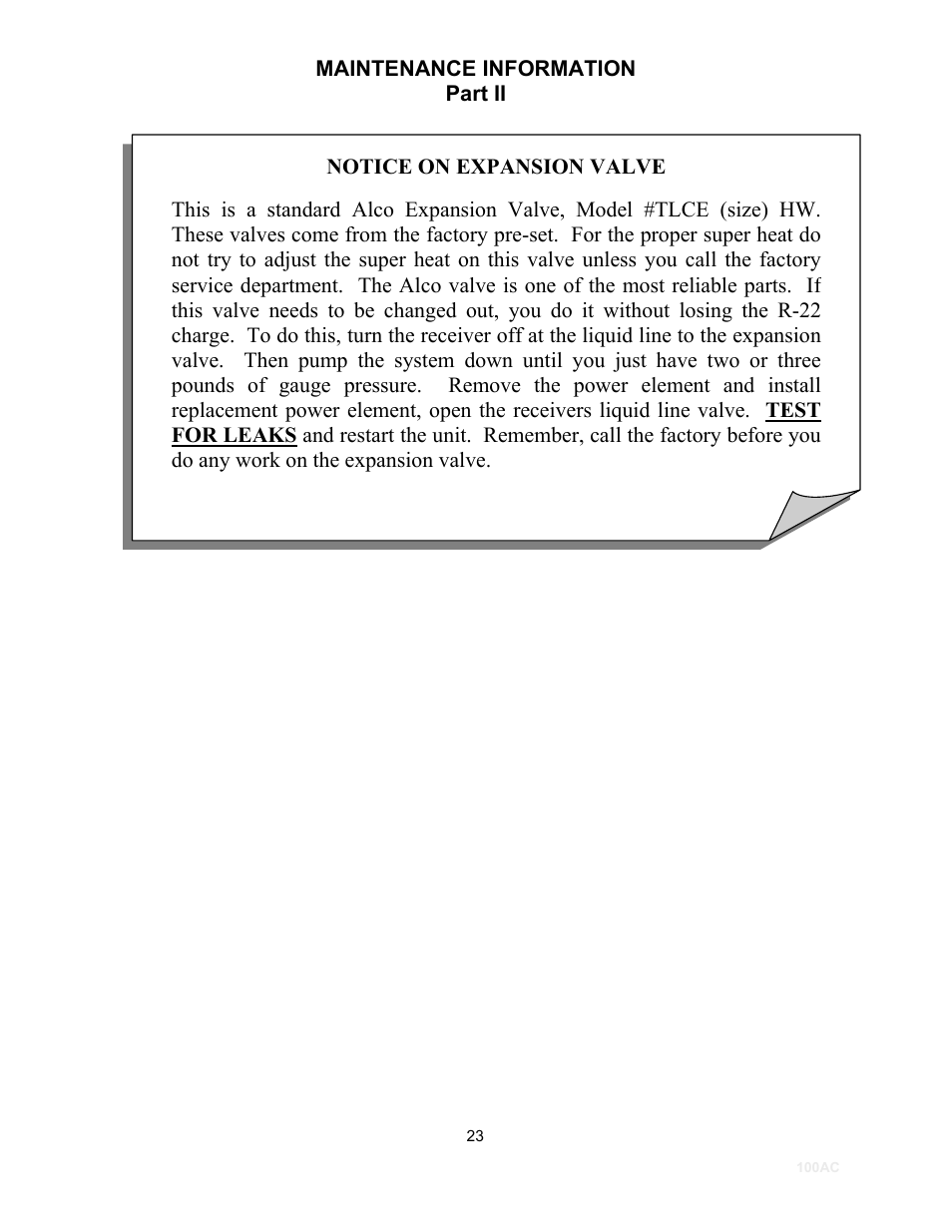 Schreiber Chillers 100ACsf User Manual | Page 25 / 32