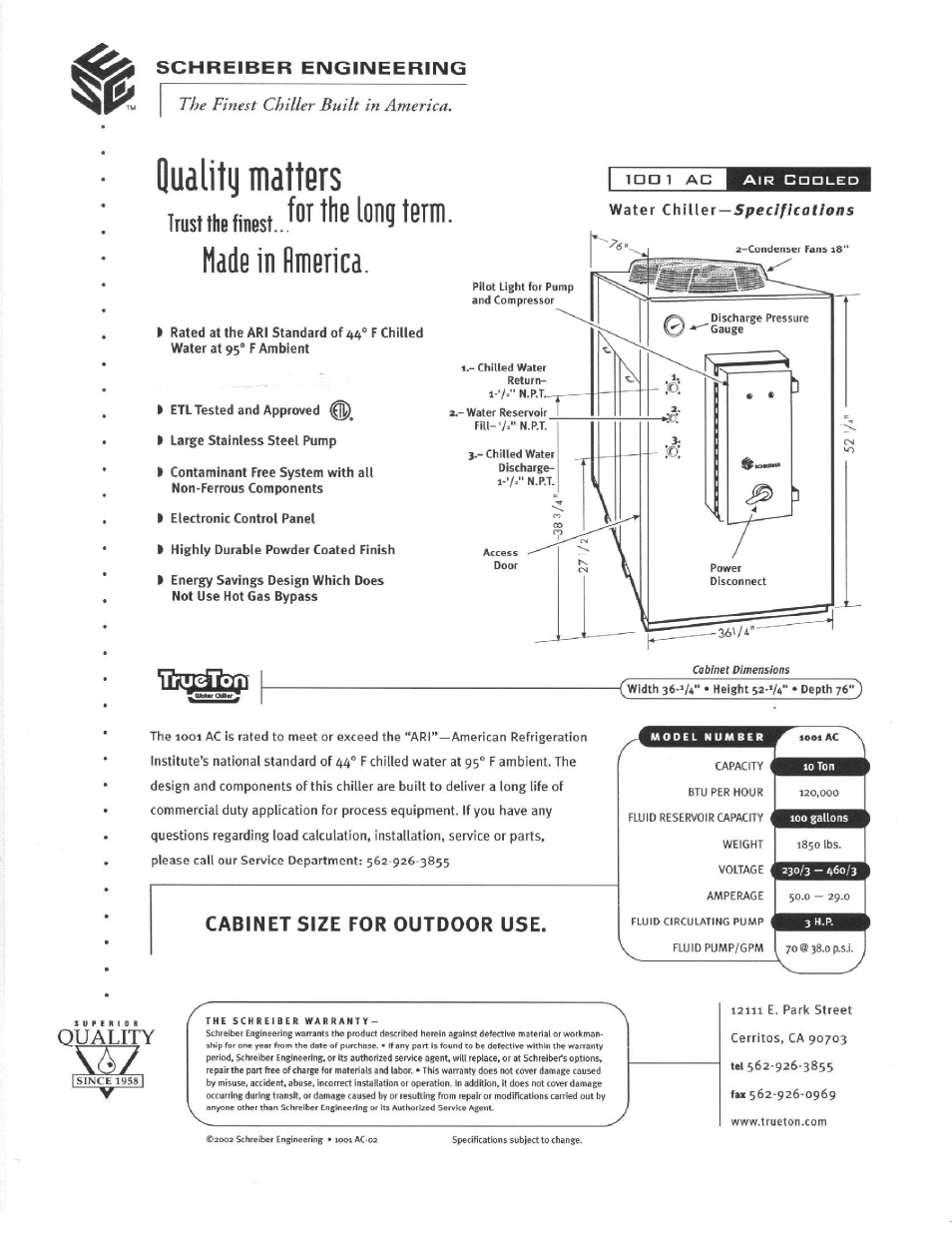 Schreiber Chillers 1001acsfod User Manual | Page 3 / 31