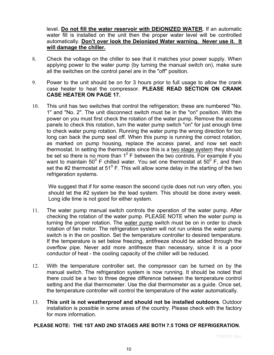 Schreiber Chillers 1500ACsf User Manual | Page 11 / 31