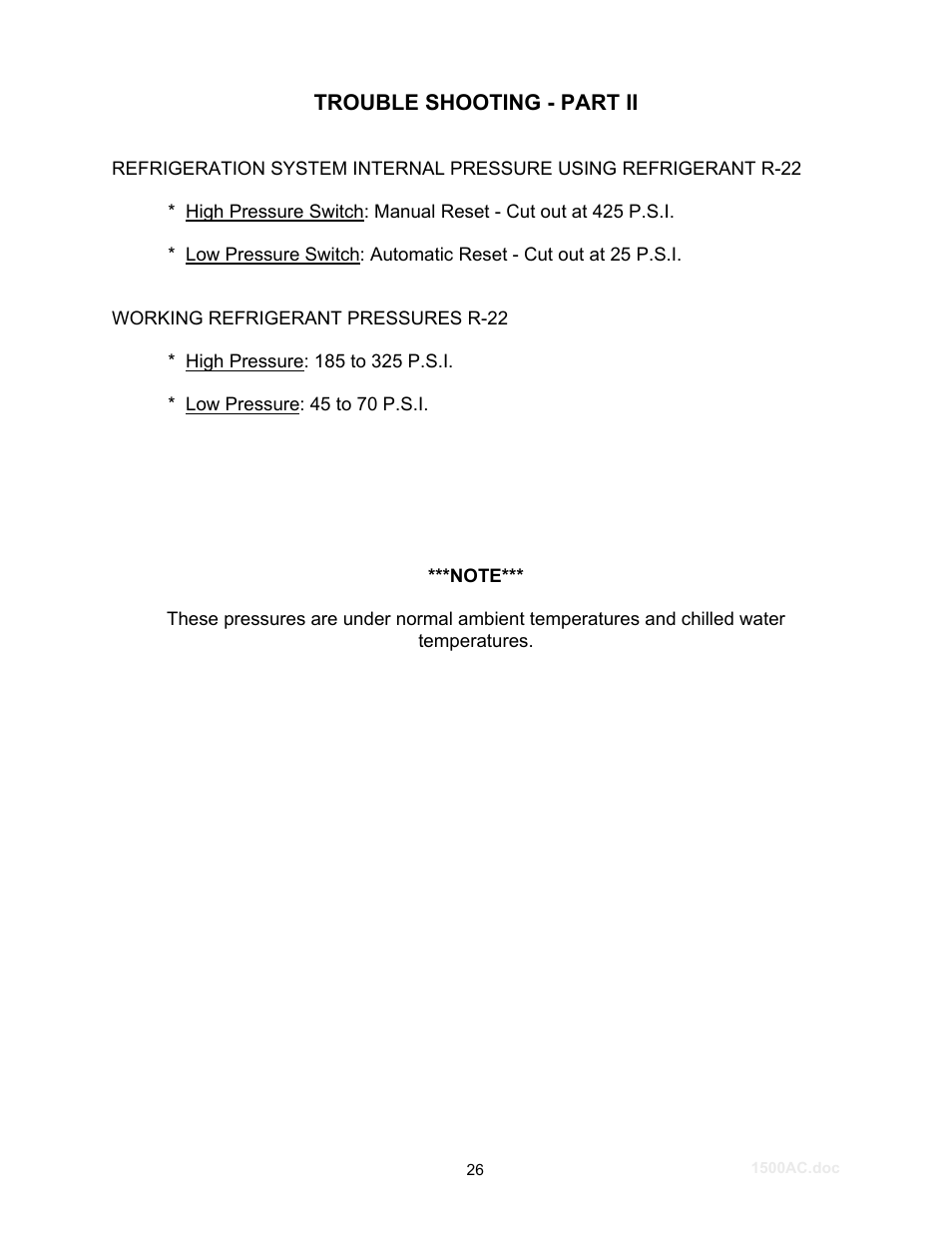 Schreiber Chillers 1500ACsf User Manual | Page 27 / 31