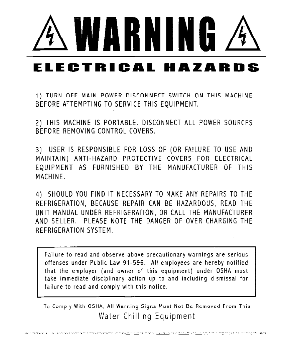 Schreiber Chillers 1500ACsf User Manual | Page 3 / 31