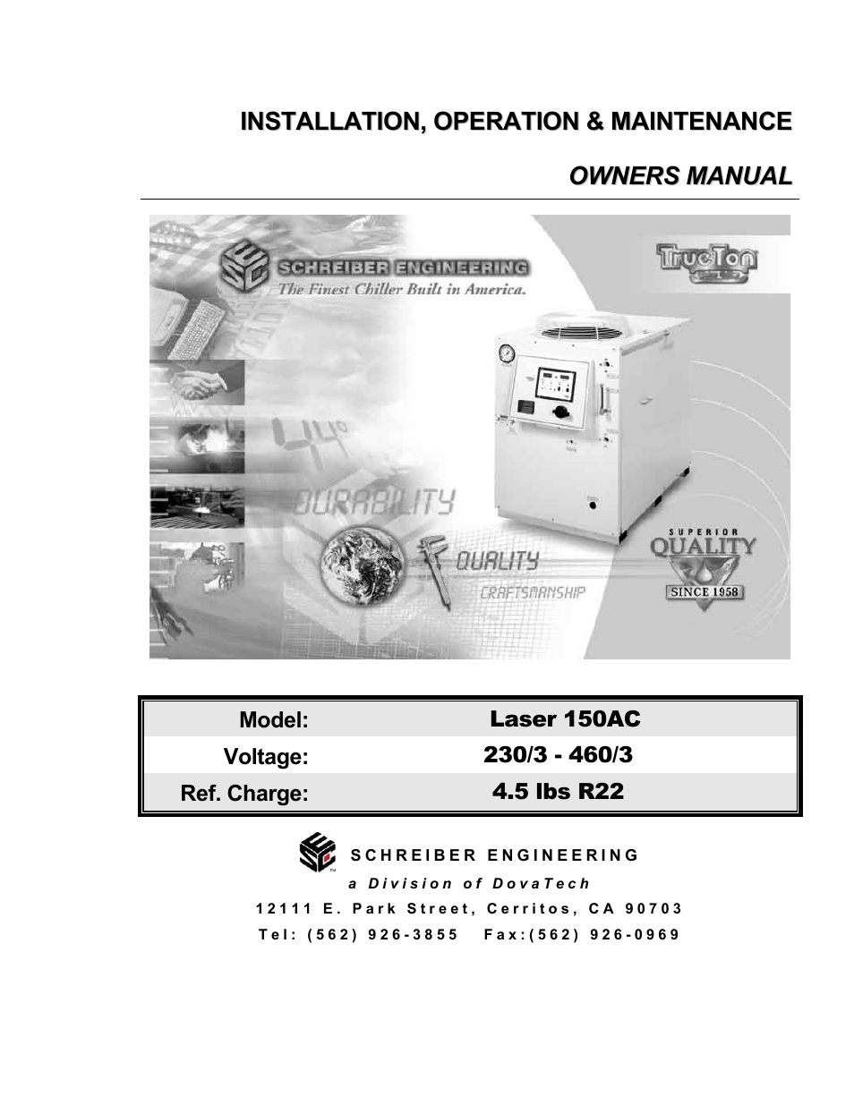 Schreiber Chillers 150AC laser User Manual | 34 pages