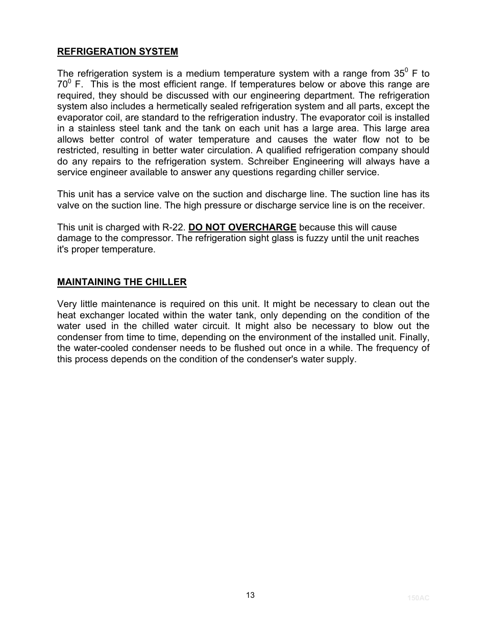 Schreiber Chillers 150AC laser User Manual | Page 15 / 34