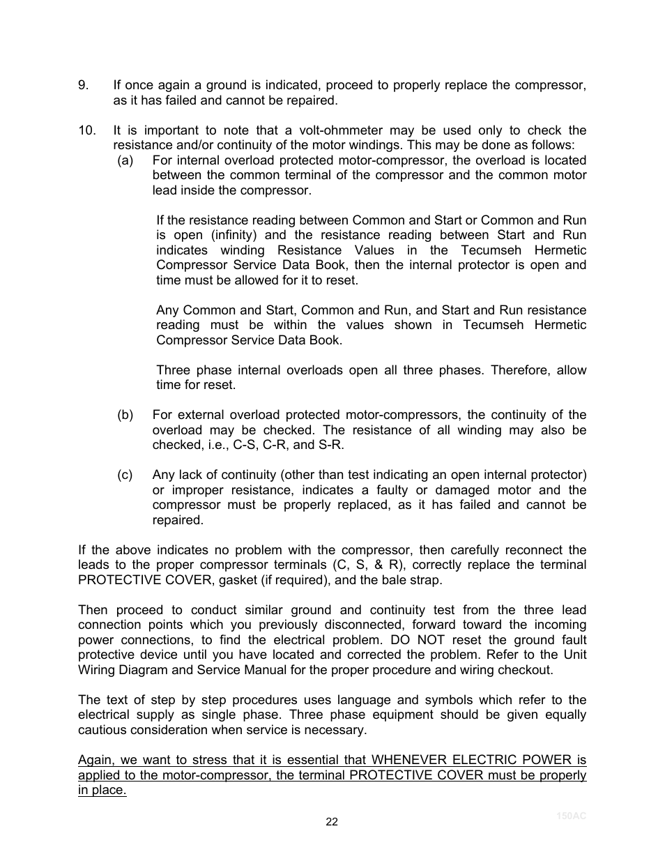 Schreiber Chillers 150ACsf User Manual | Page 22 / 30