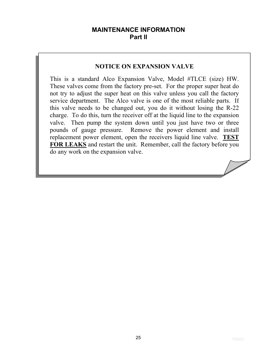 Schreiber Chillers 150ACsf User Manual | Page 25 / 30