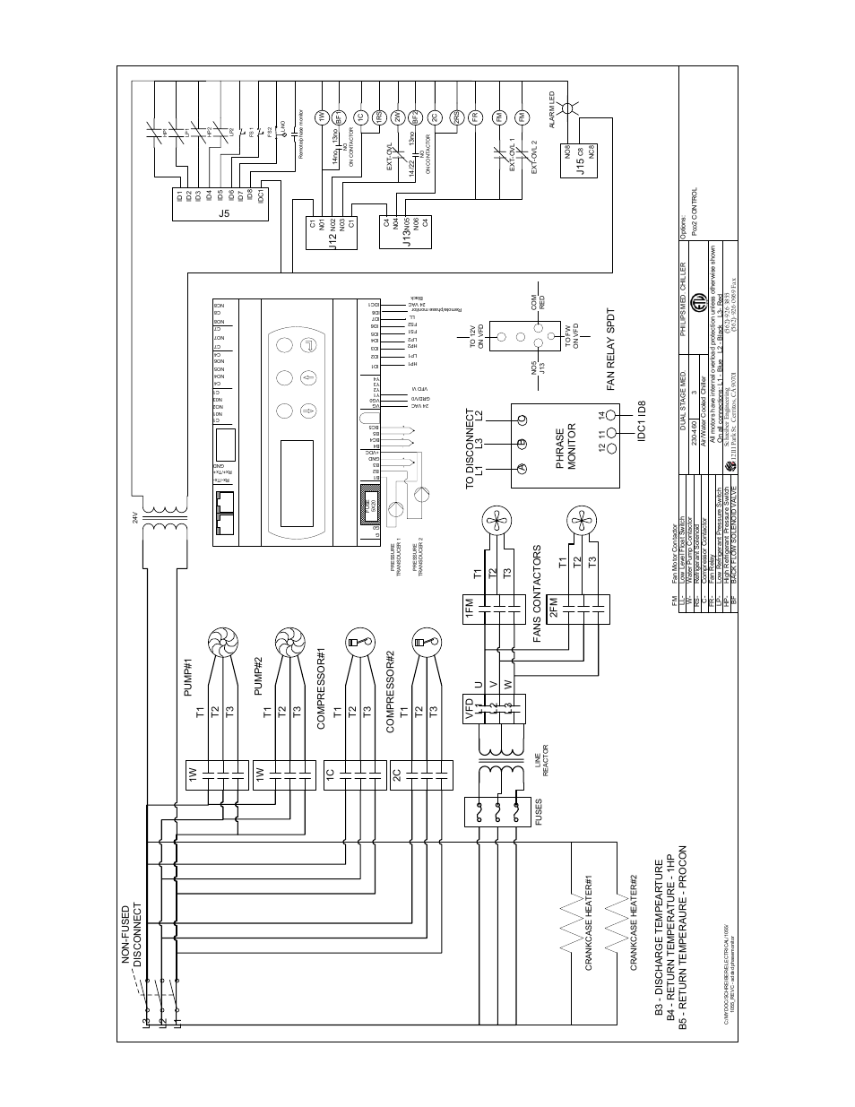 T1 t2 t3, 1w t1 t2 t3, J1 3 | Fan re la y sp dt, Ab c ph ras e monit o r, Fa ns contactors | Schreiber Chillers 15MEDAC email User Manual | Page 22 / 64