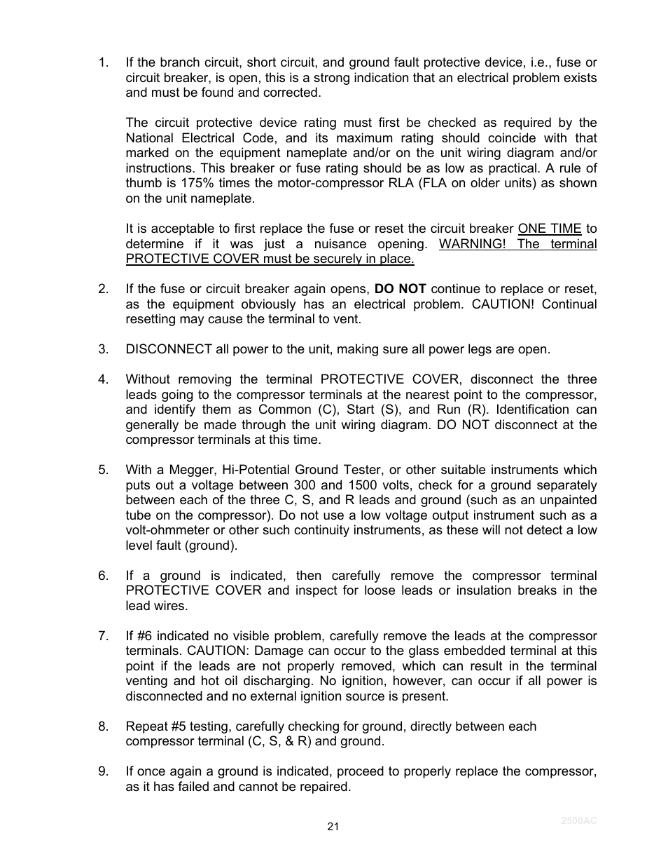 Schreiber Chillers 2500ACsf User Manual | Page 23 / 31