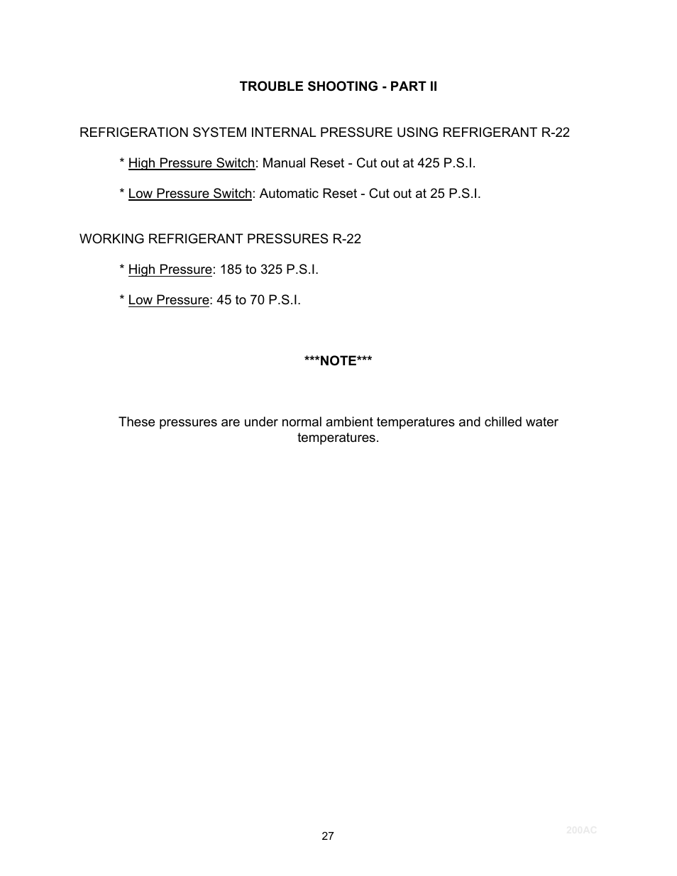 Schreiber Chillers 200ACsf User Manual | Page 28 / 31