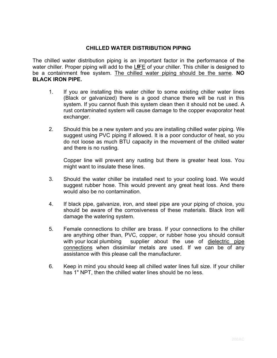 Chilled water distribution piping | Schreiber Chillers 200ACsf User Manual | Page 9 / 31