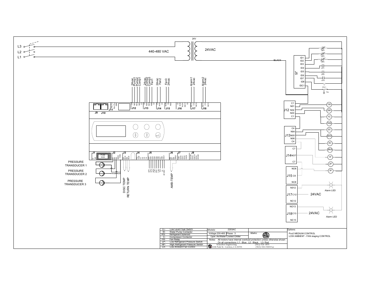 L3 l2 l1, 24vac | Schreiber Chillers 2203AC - 3-Stage Chiller User Manual | Page 17 / 40