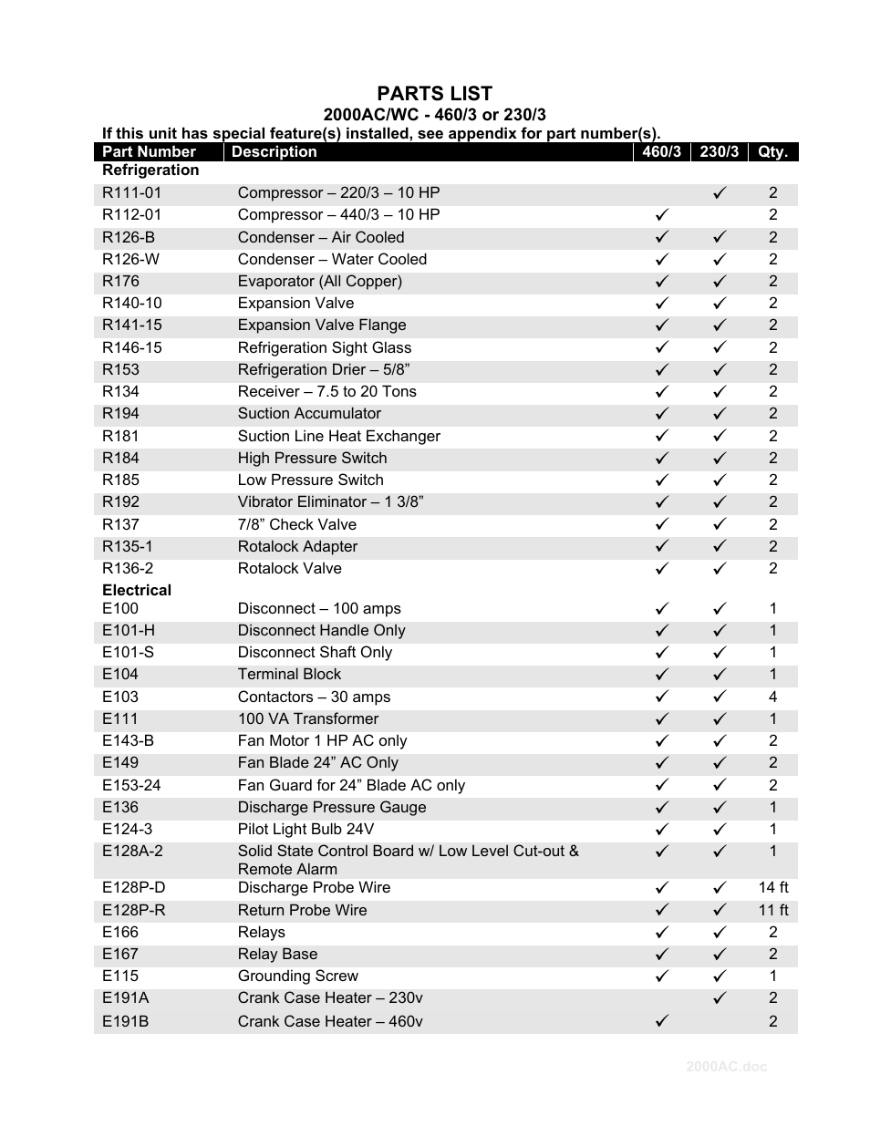 Refrigeration, Electrical | Schreiber Chillers 2000ACsf User Manual | Page 29 / 31