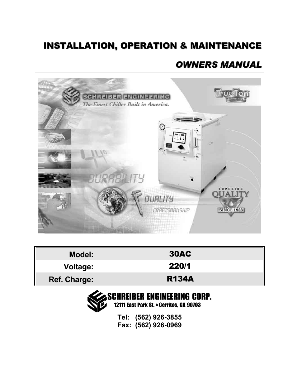 Schreiber Chillers 30AC User Manual | 18 pages