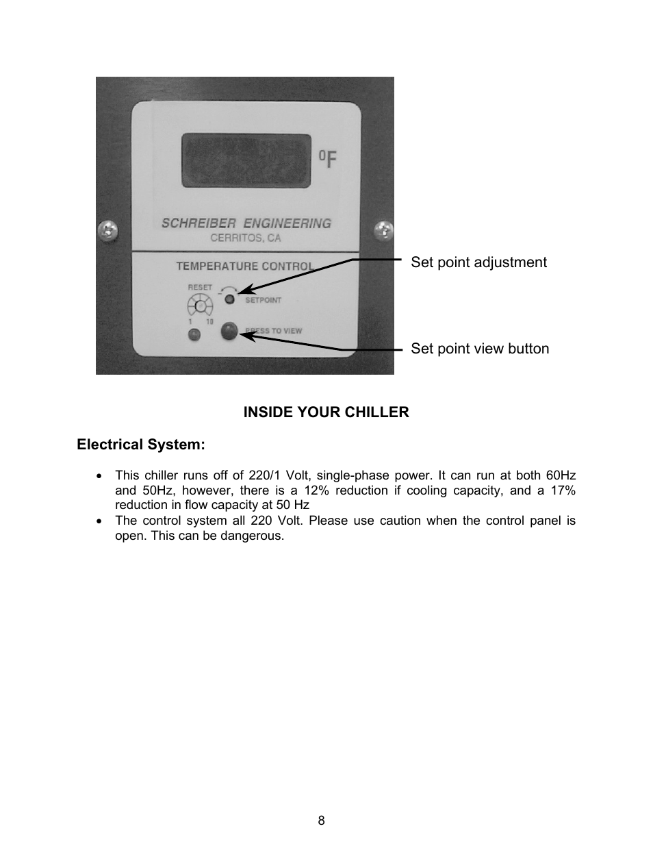 Inside your chiller, Electrical system | Schreiber Chillers 30AC User Manual | Page 7 / 18