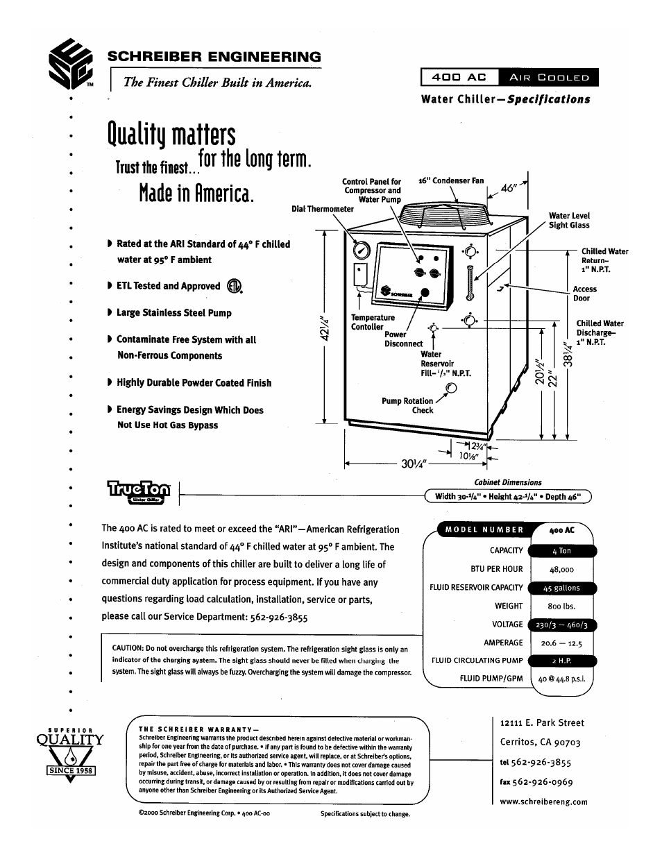 Schreiber Chillers 400ACsf  trane User Manual | Page 4 / 35