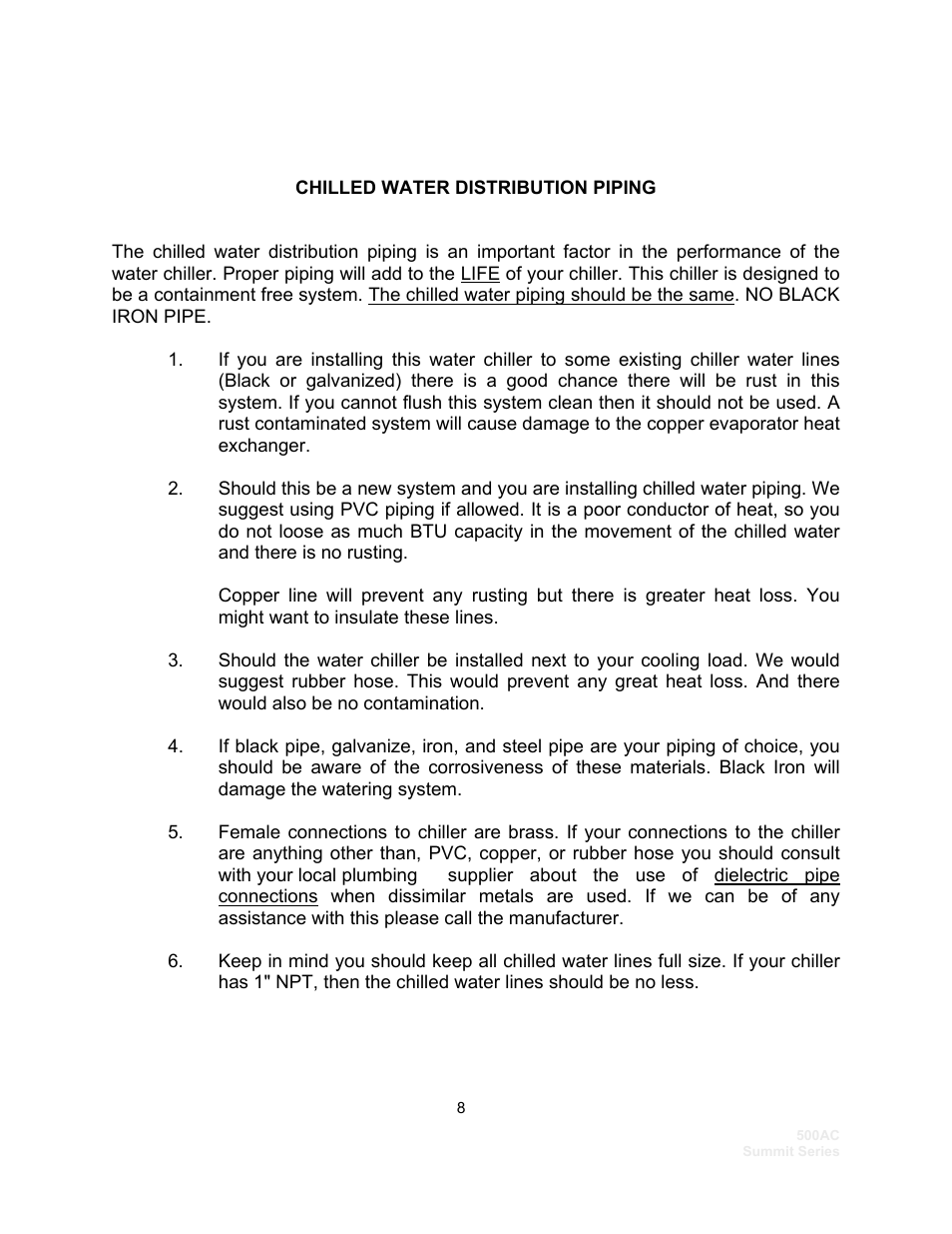 Schreiber Chillers 500ACsf User Manual | Page 10 / 33