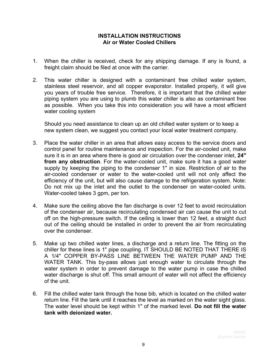 Schreiber Chillers 500ACsf User Manual | Page 11 / 33