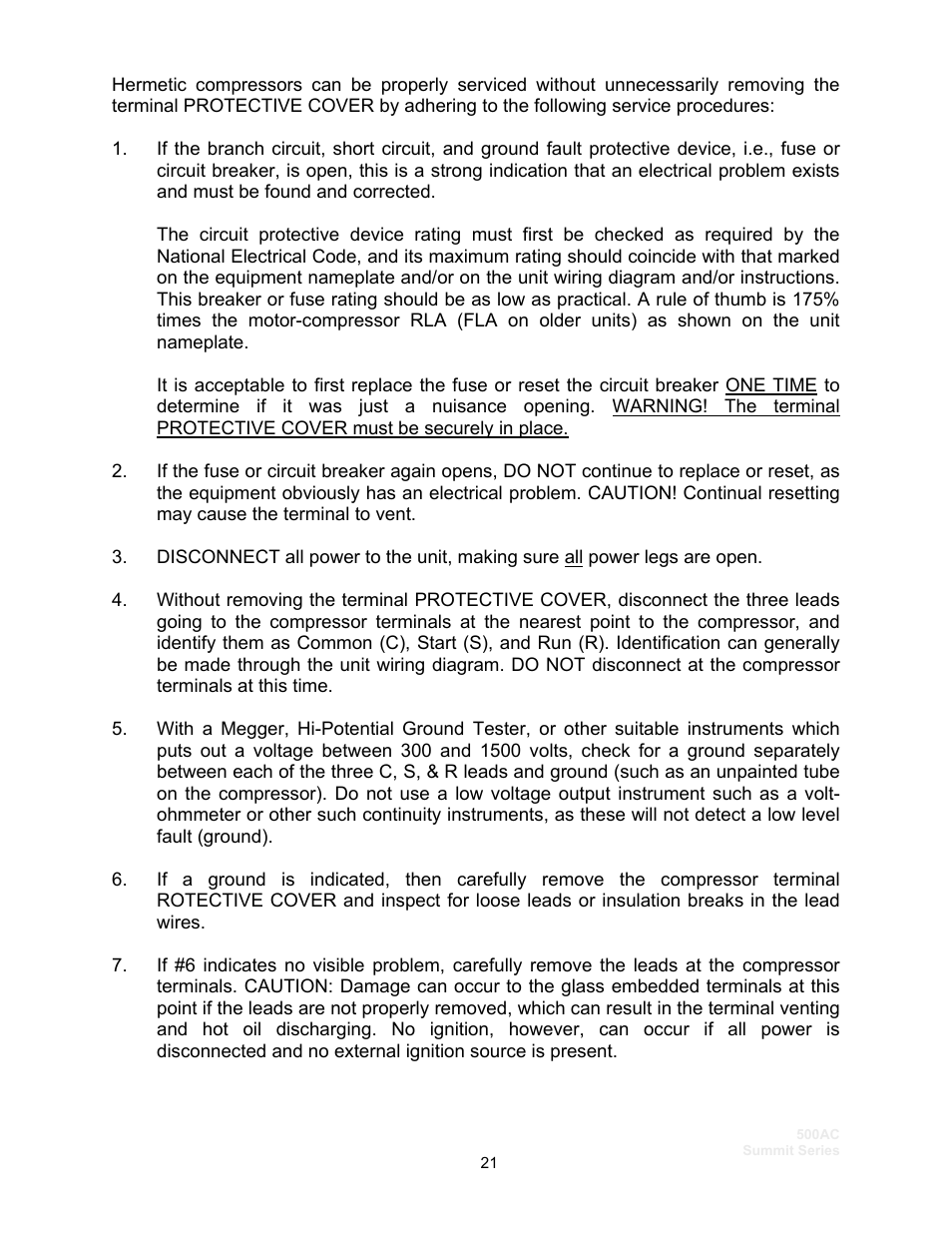 Schreiber Chillers 500ACsf User Manual | Page 23 / 33