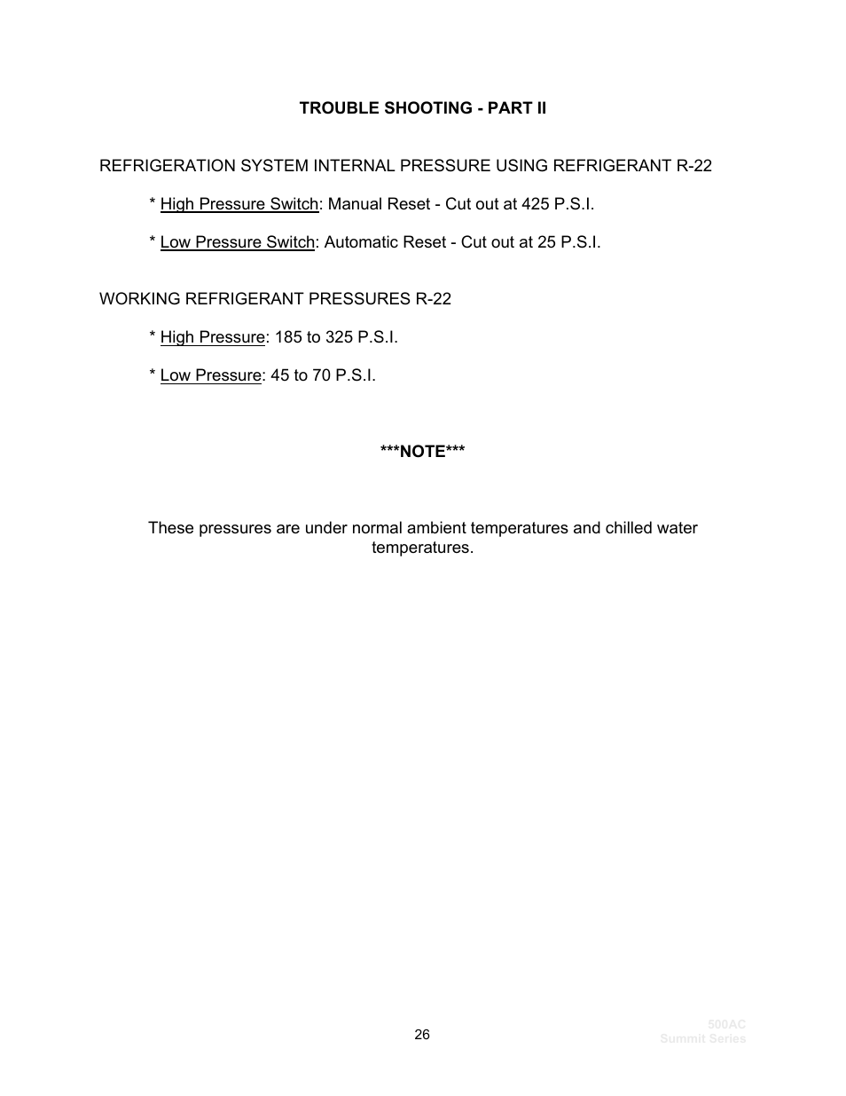 Schreiber Chillers 500ACsf User Manual | Page 28 / 33