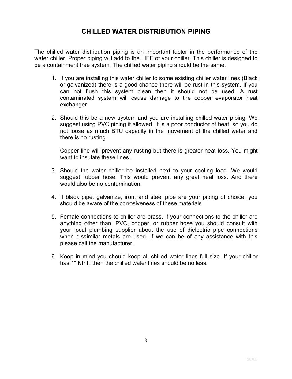 Schreiber Chillers 50ACsf User Manual | Page 10 / 32