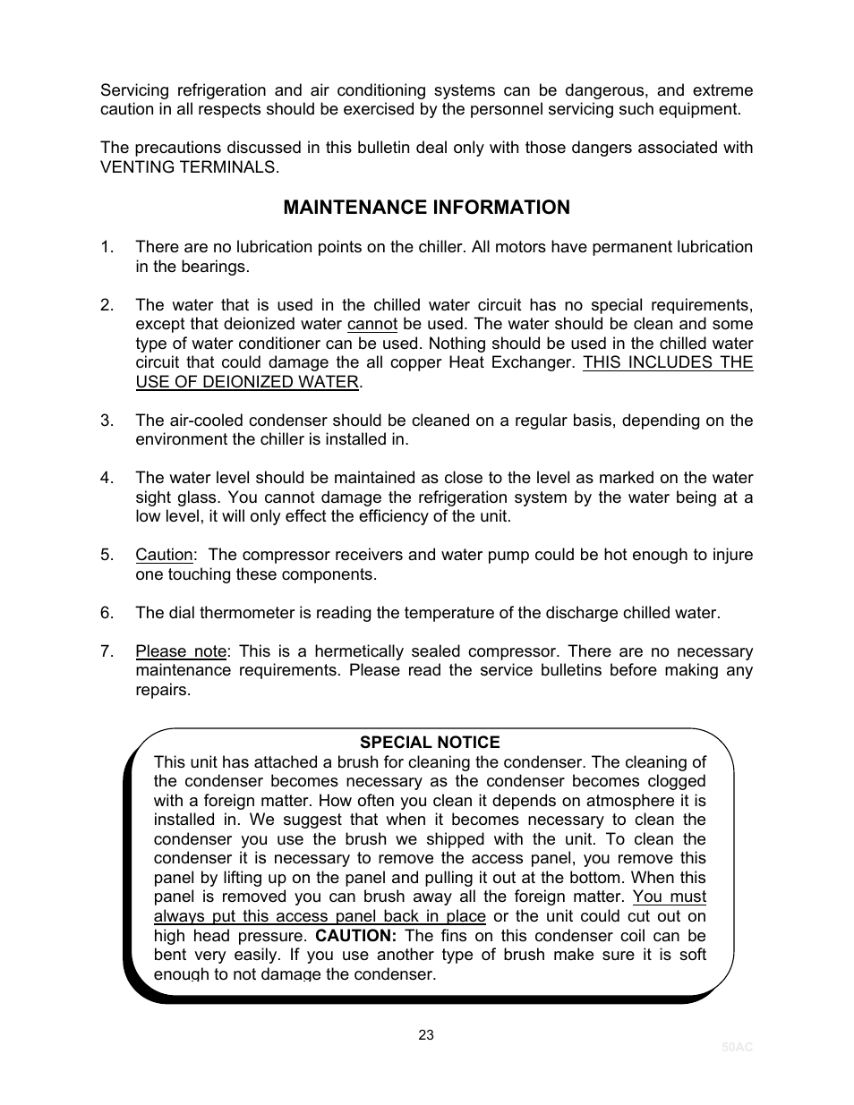 Schreiber Chillers 50ACsf User Manual | Page 25 / 32
