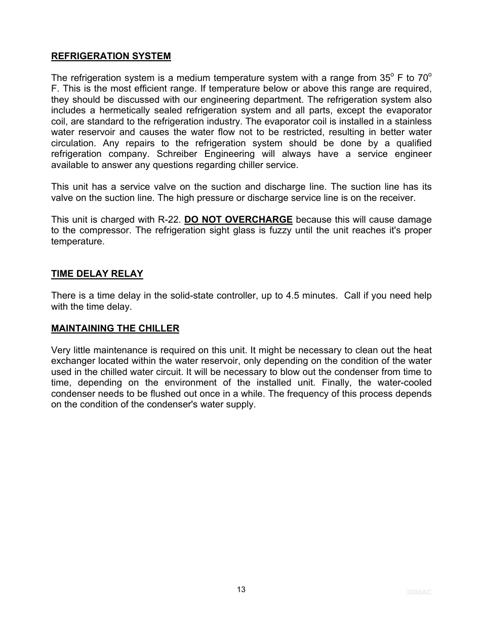 Schreiber Chillers 3000AC User Manual | Page 15 / 33