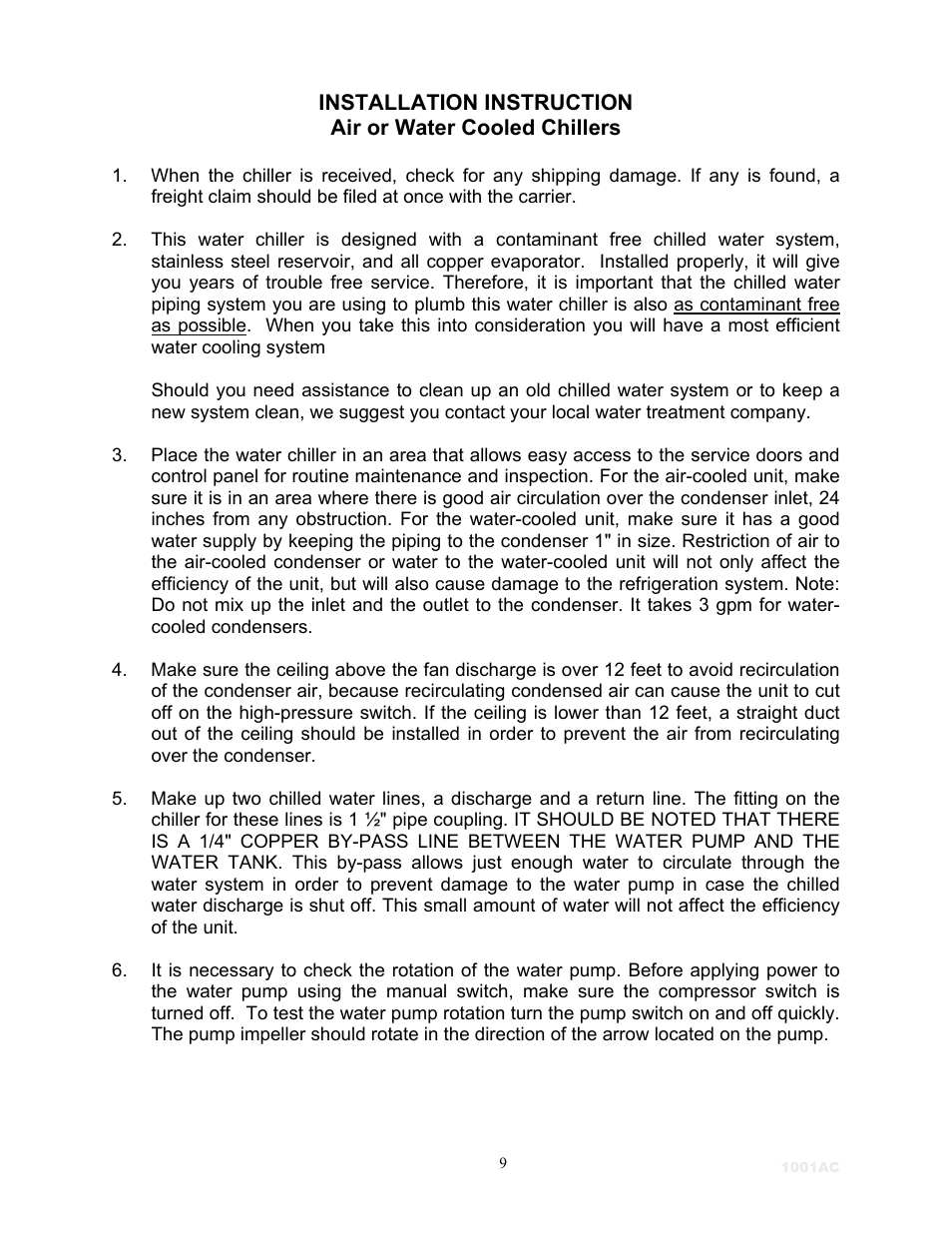 Installation instruction | Schreiber Chillers Micro Photonix 1001ac User Manual | Page 12 / 35