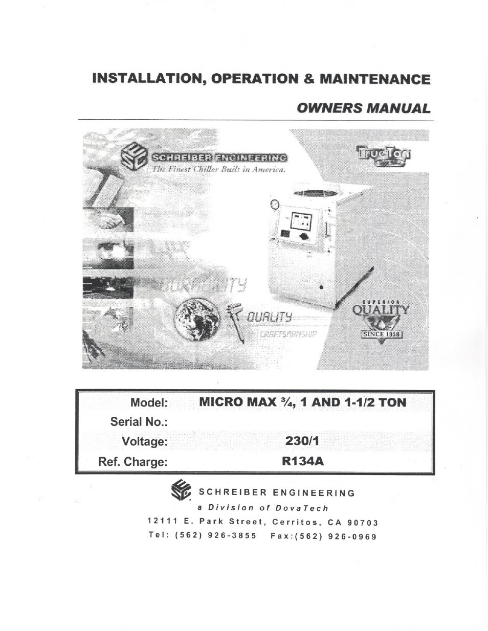 Schreiber Chillers MICRO MAX CHILLERS User Manual | 21 pages