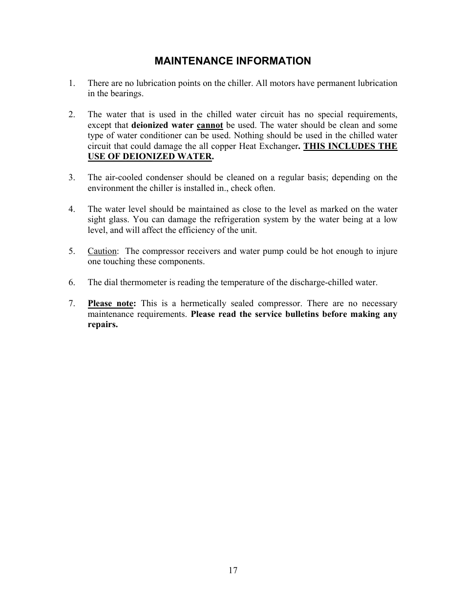 Schreiber Chillers MICRO MAX CHILLERS User Manual | Page 17 / 21