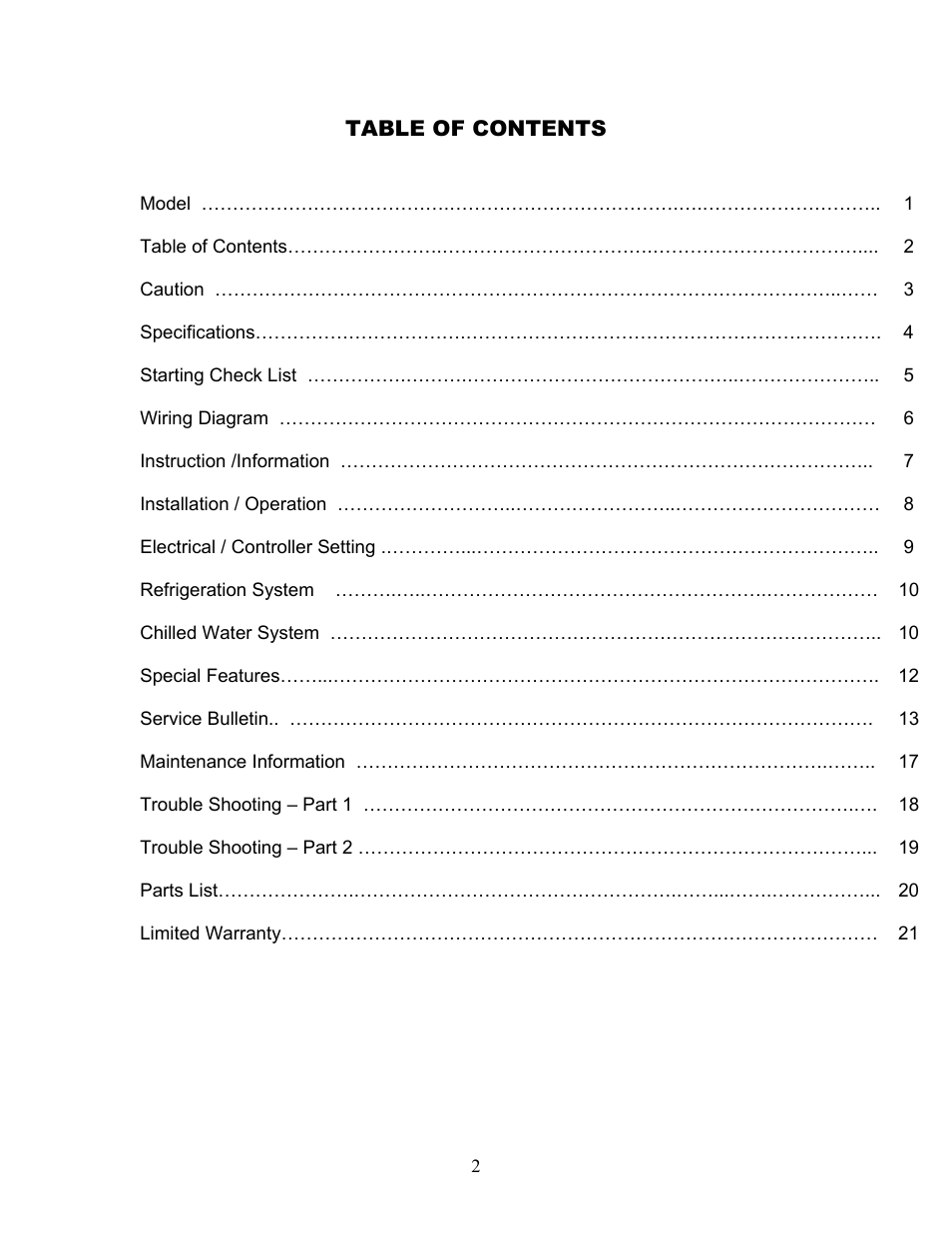 Schreiber Chillers MICRO MAX CHILLERS User Manual | Page 2 / 21