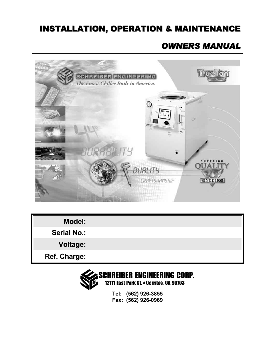 Schreiber Chillers Hypertherm Part No 039104 User Manual | 30 pages