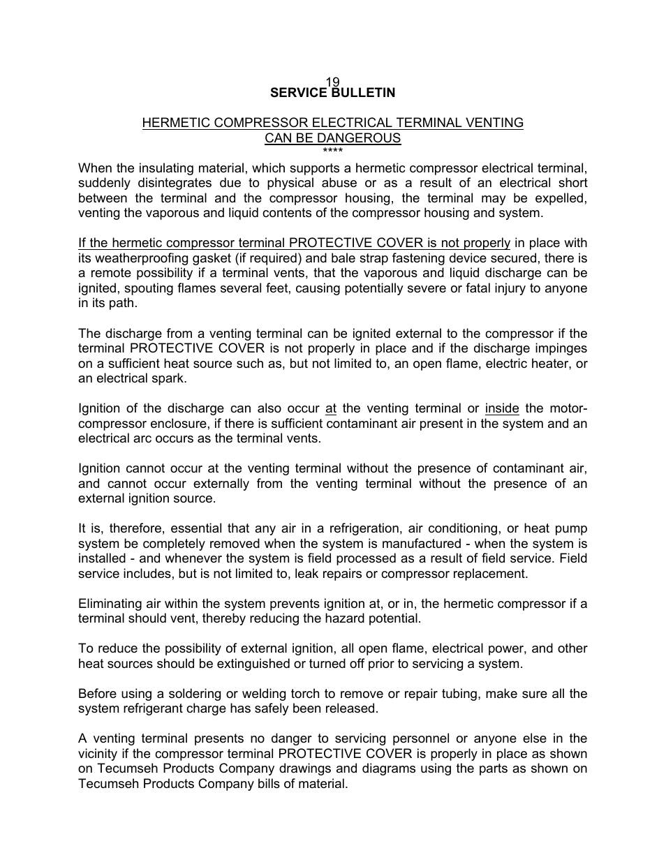 Hermetic compressor electrical terminal venting | Schreiber Chillers Hypertherm Part No 039104 User Manual | Page 19 / 30