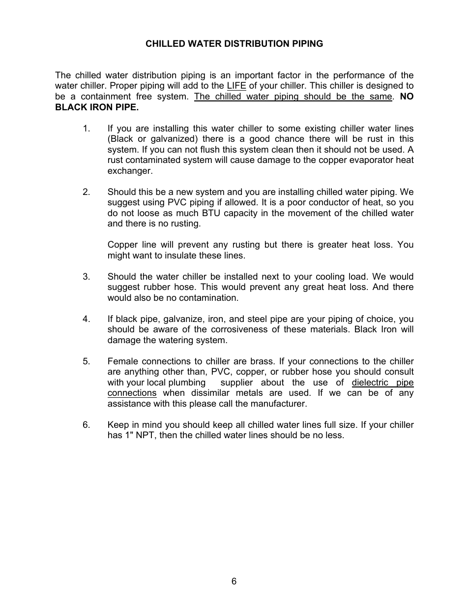 Chilled water distribution piping | Schreiber Chillers Hypertherm Part No 039104 User Manual | Page 5 / 30