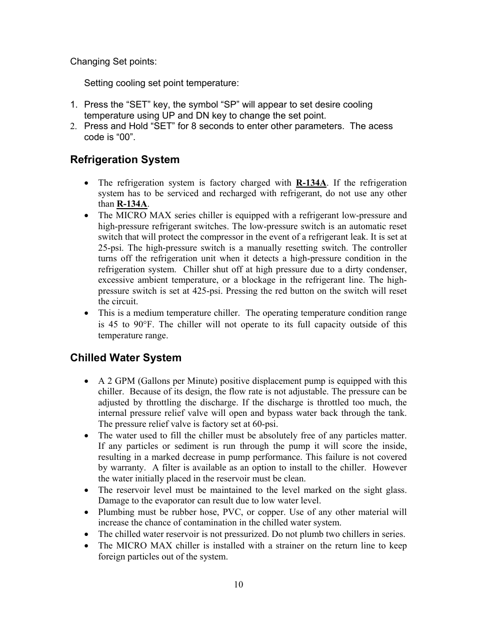 Refrigeration system, Chilled water system | Schreiber Chillers Excellon MM30AC User Manual | Page 11 / 20