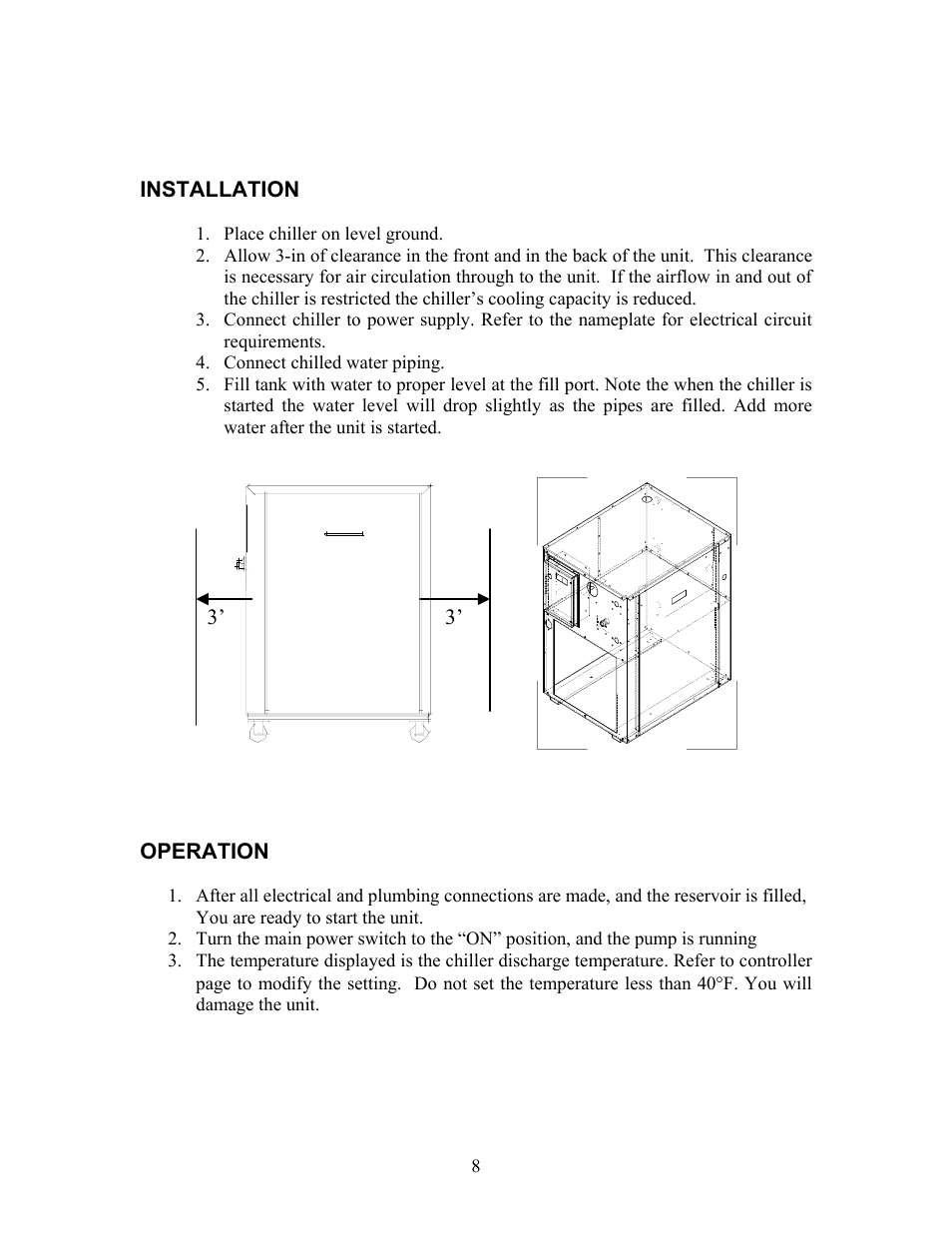 Installation, Operation | Schreiber Chillers Excellon MM30AC User Manual | Page 9 / 20