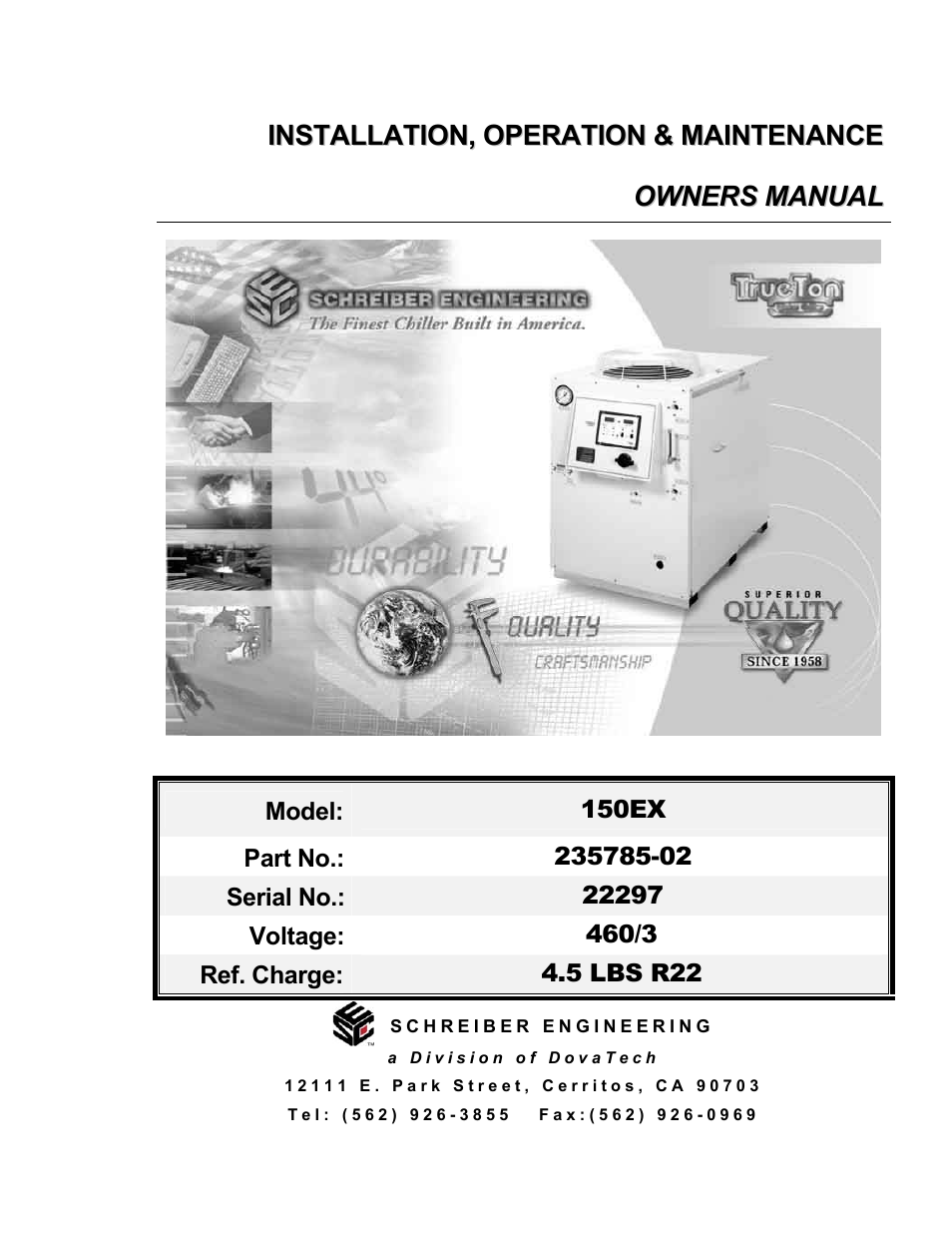 Schreiber Chillers Excellon 150EX User Manual | 34 pages