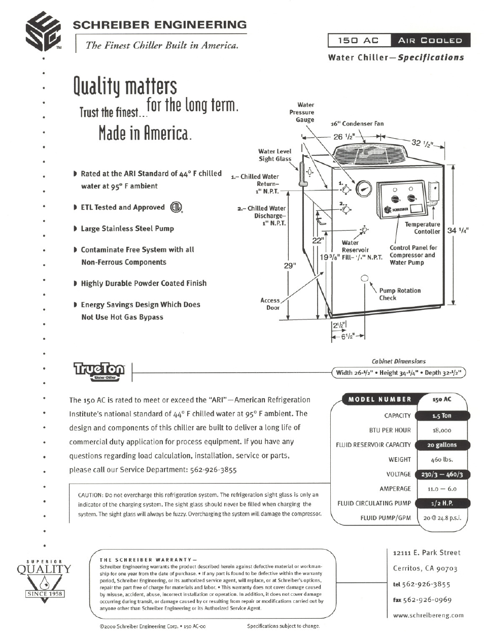 Schreiber Chillers Excellon 150EX User Manual | Page 3 / 34